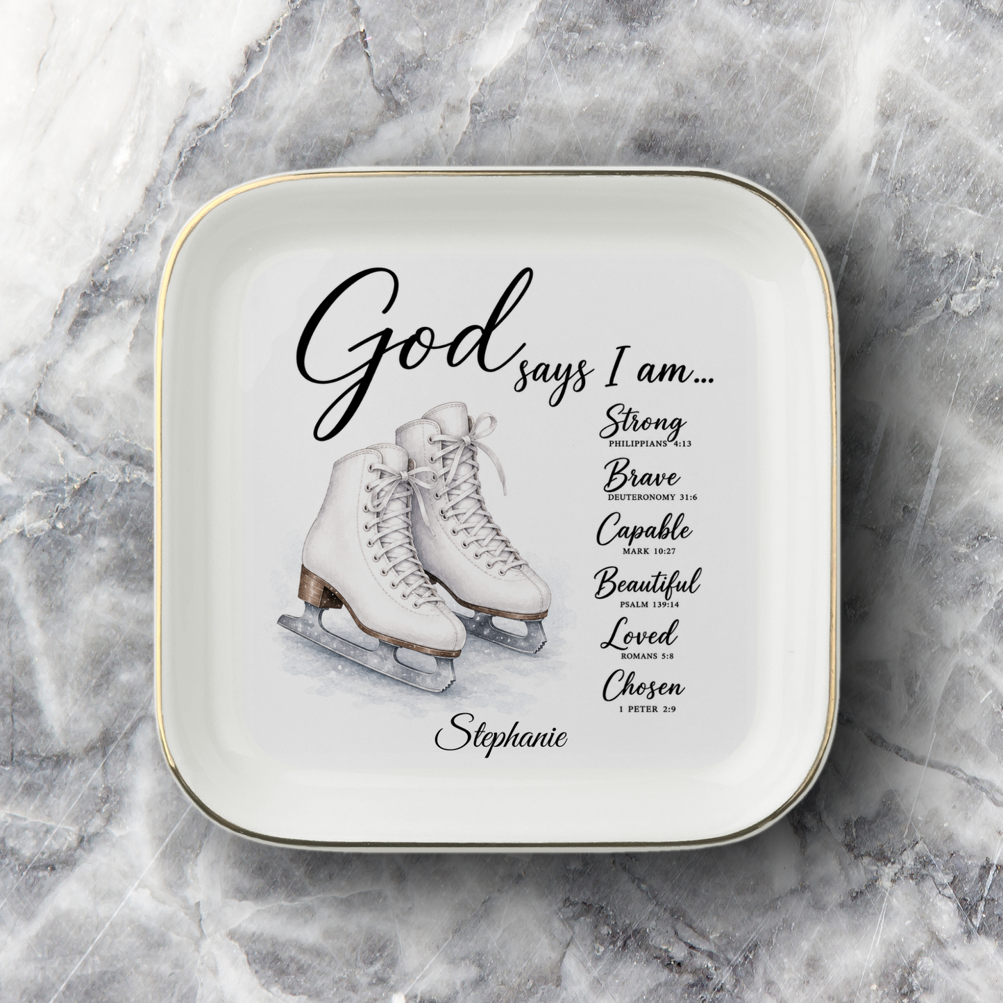 Ice Skating Christian Jewelry Dish Trinket Tray