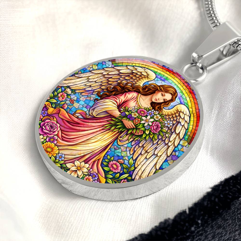 Floral Angel Personalized Engraved Necklace Bracelet or Keychain