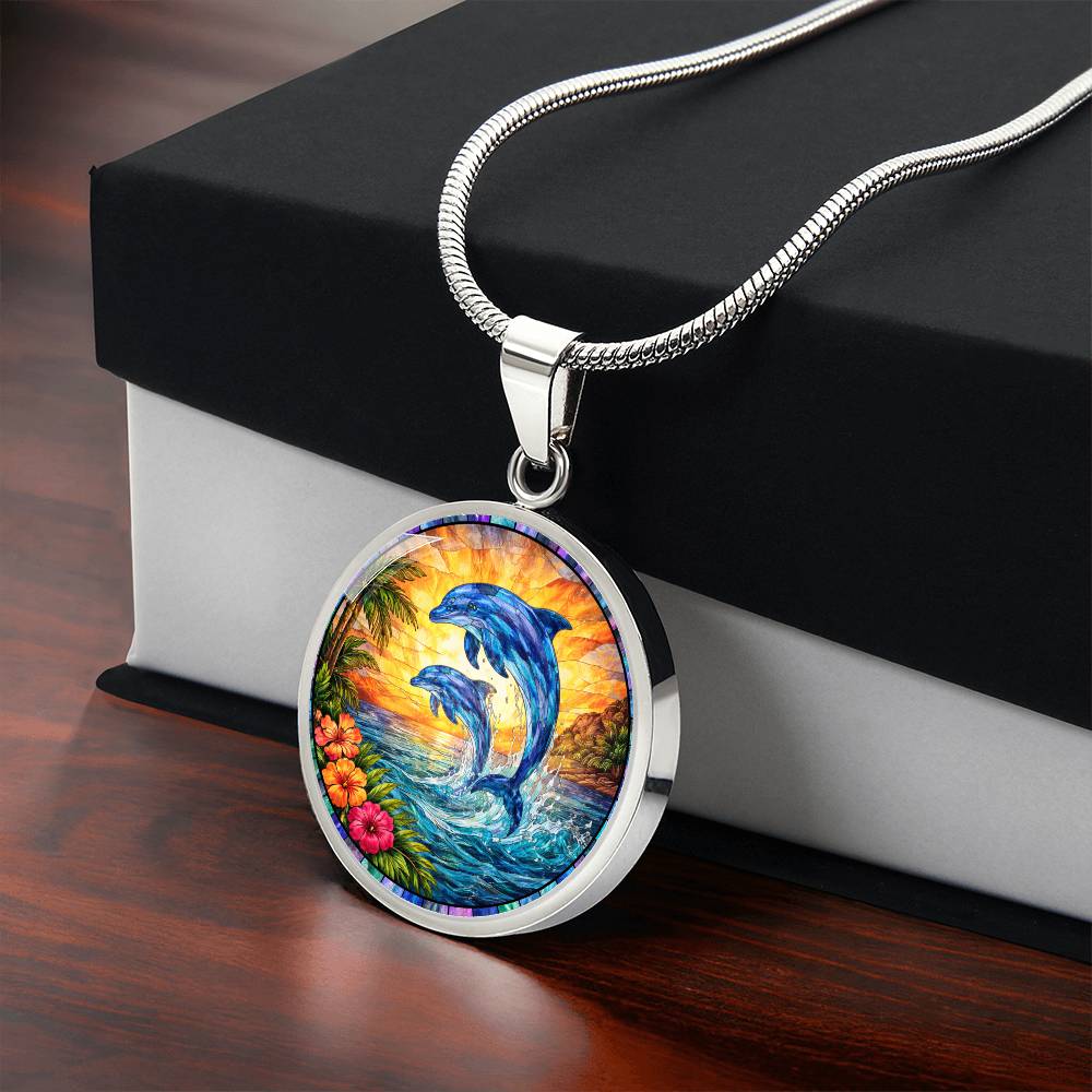 Dolphin Engraved Pendant Necklace