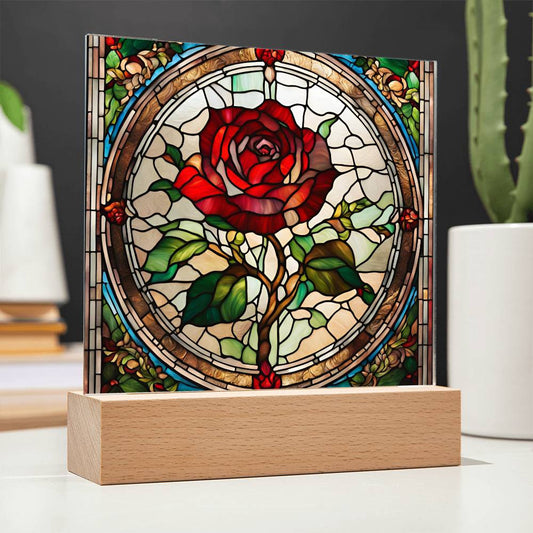 Rose Stained Glass Acrylic Art-[Heartfelt Family Gift]