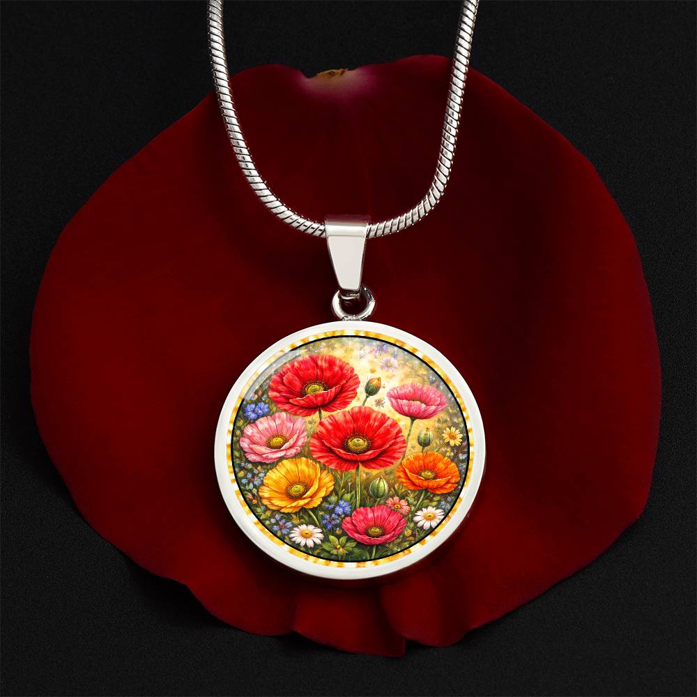 Personalized Peony Flowers Engraved Necklace Bracelet or Keychain
