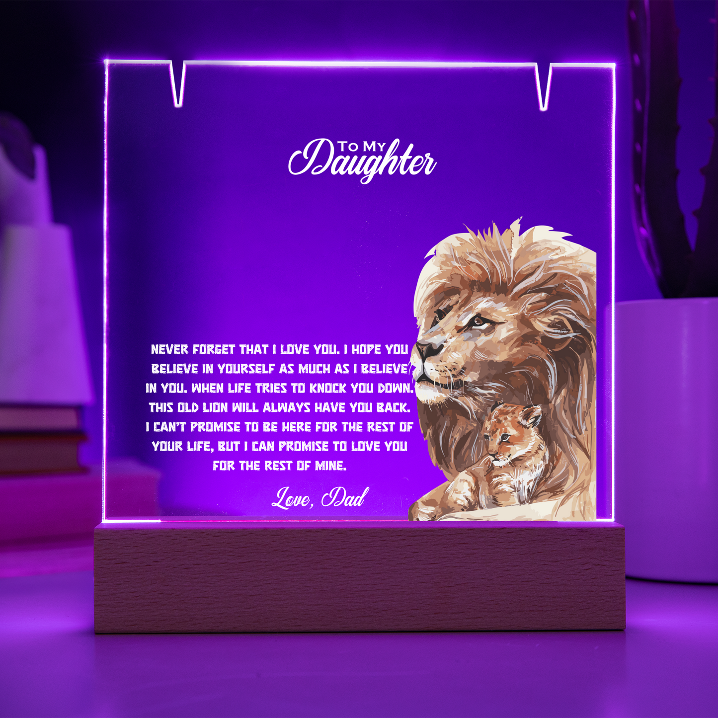 Daughter Keepsake LED Acrylic Heart Necklace & Plaque-[Heartfelt Family Gift]