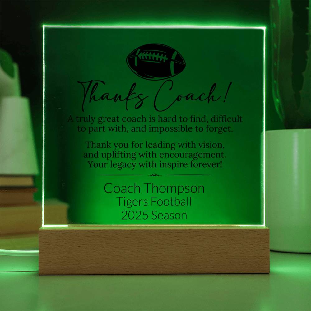 Football Coach Acrylic Square Plaque