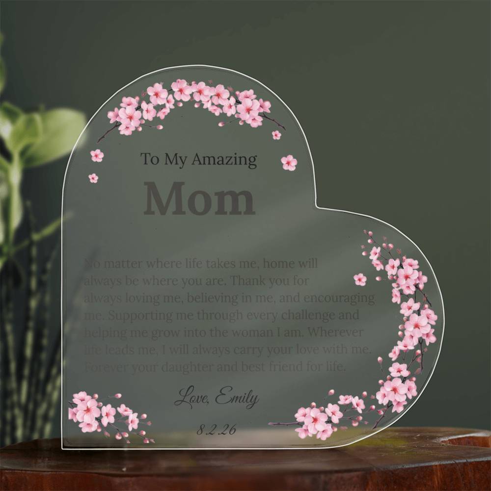Mom Heart Plaque From Daughter or Son