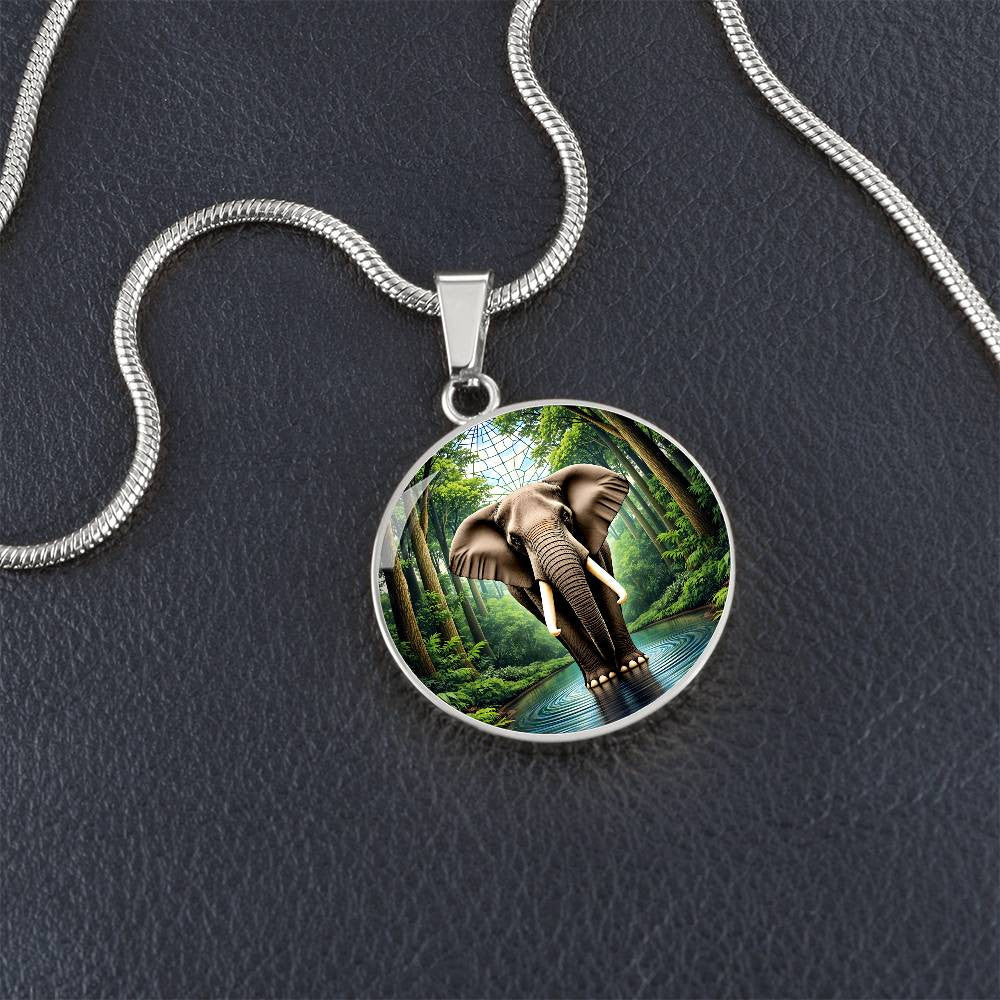Elephant Circle Necklace with Engraving-[Heartfelt Family Gift]