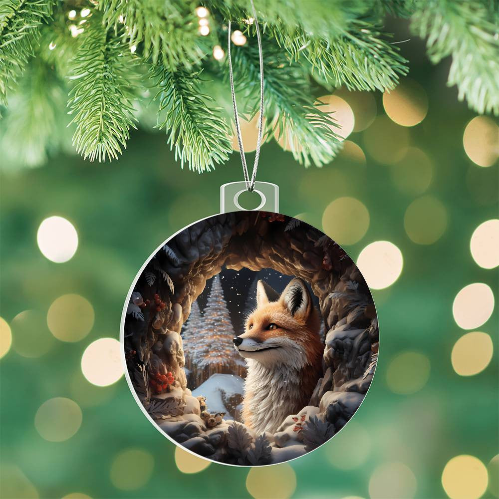 Red Fox Acrylic Christmas Ornament-[Heartfelt Family Gift]