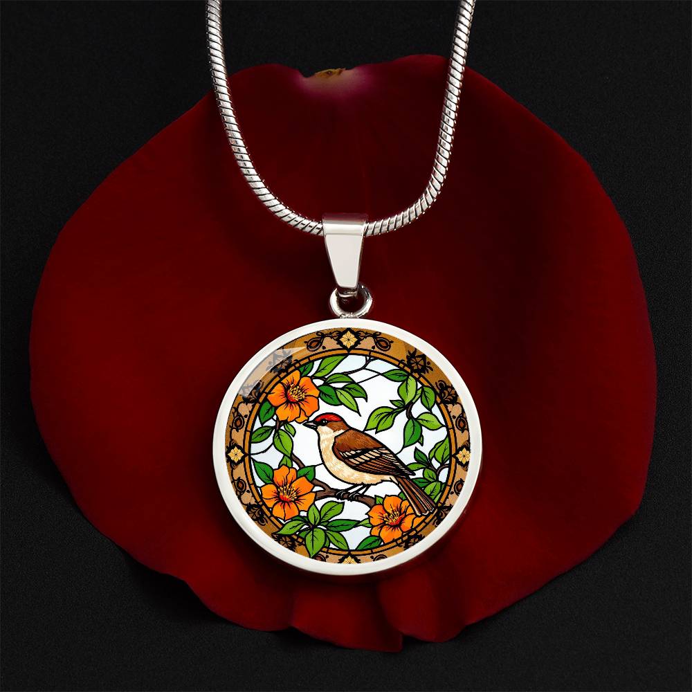 Robin Bird Pendant Necklace, Floral Design Jewelry, Nature Inspired Gift, Artful Bird Necklace, Gold Pendant with Bird Motif, Necklace Gift for Her