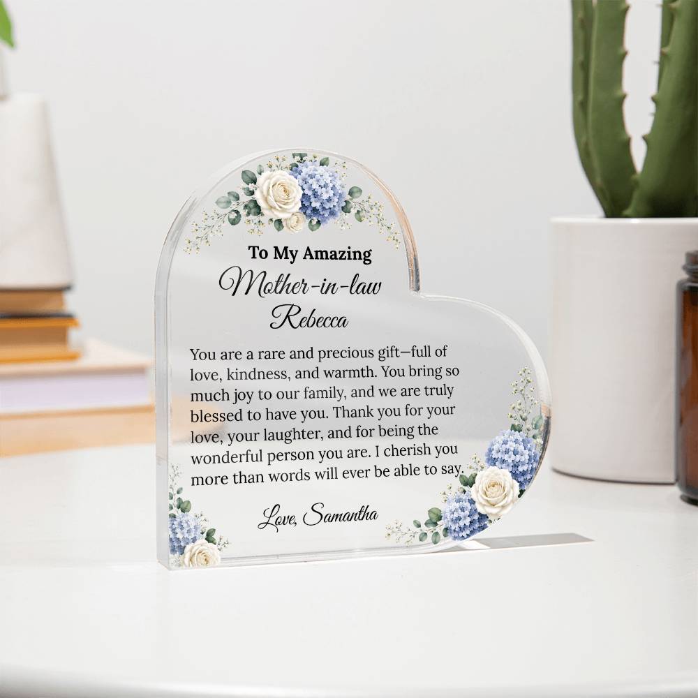 Personalized Mother in Law Heart Plaque