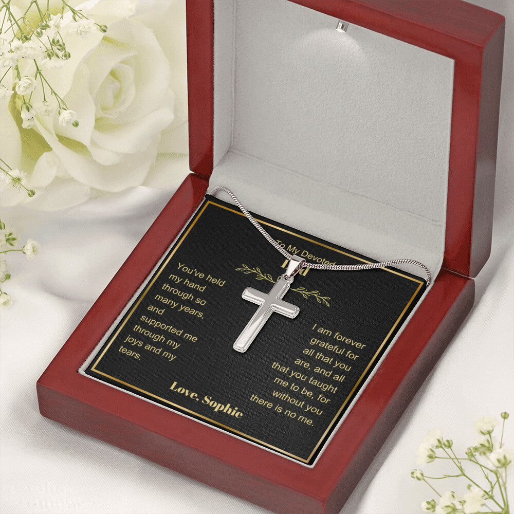 Dad Engraved Cross Necklace-[Heartfelt Family Gift]