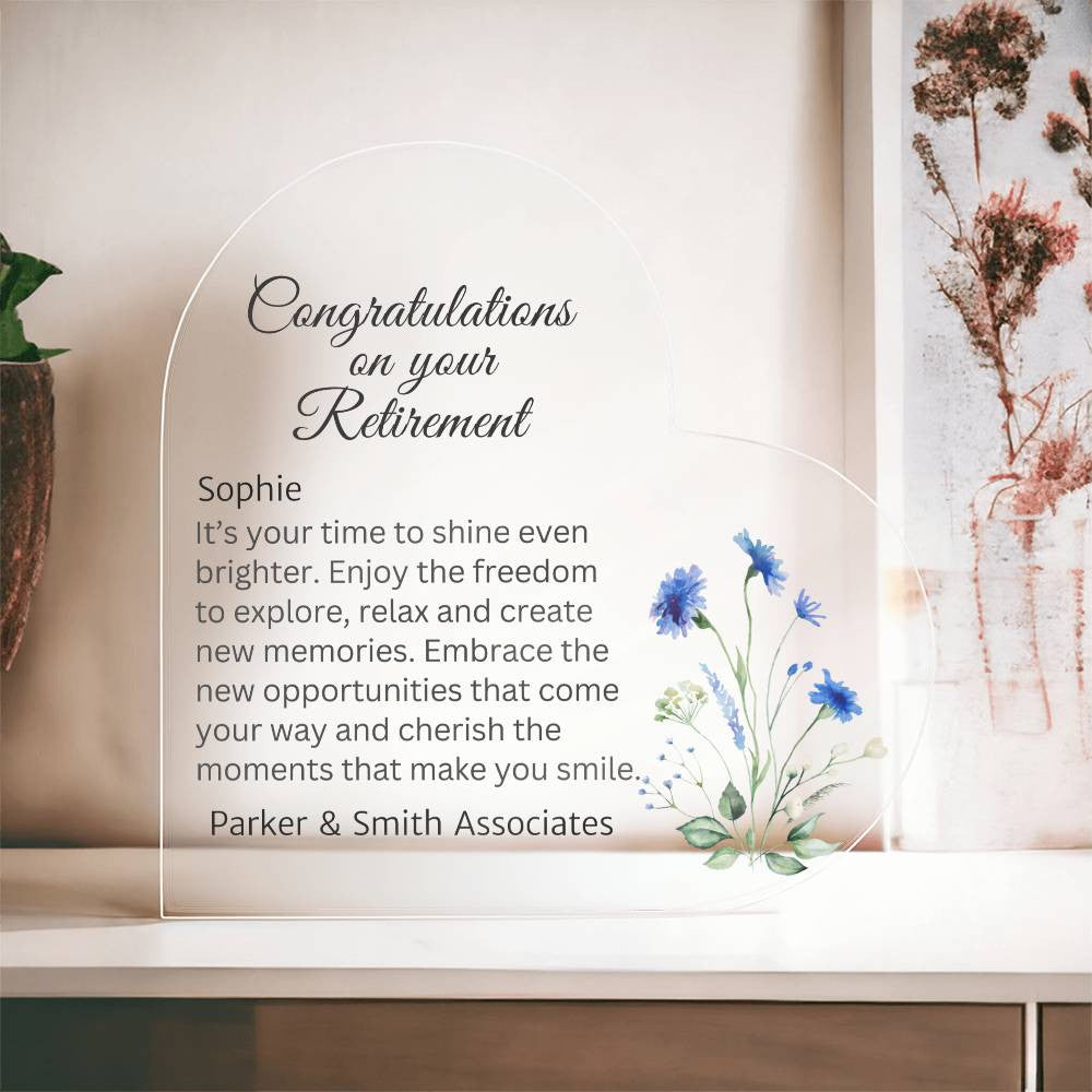 Retirement Acrylic Heart Plaque-[Heartfelt Family Gift]