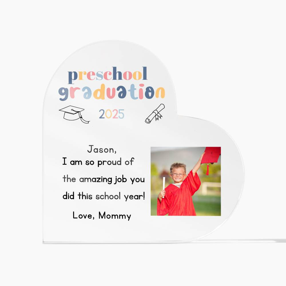 Personalized Preschool Graduation Heart Plaque Gift-[Heartfelt Family Gift]