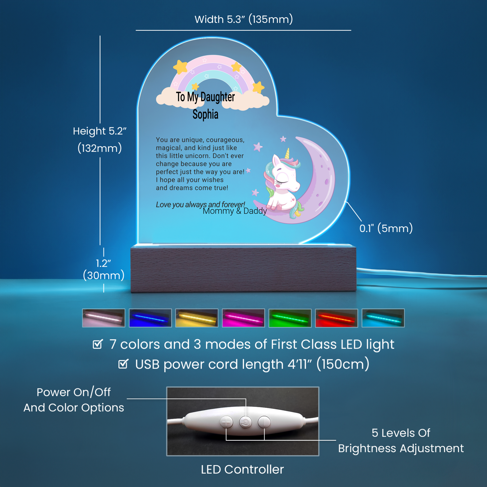Personalized unicorn plaque led nightlight-[Heartfelt Family Gift]