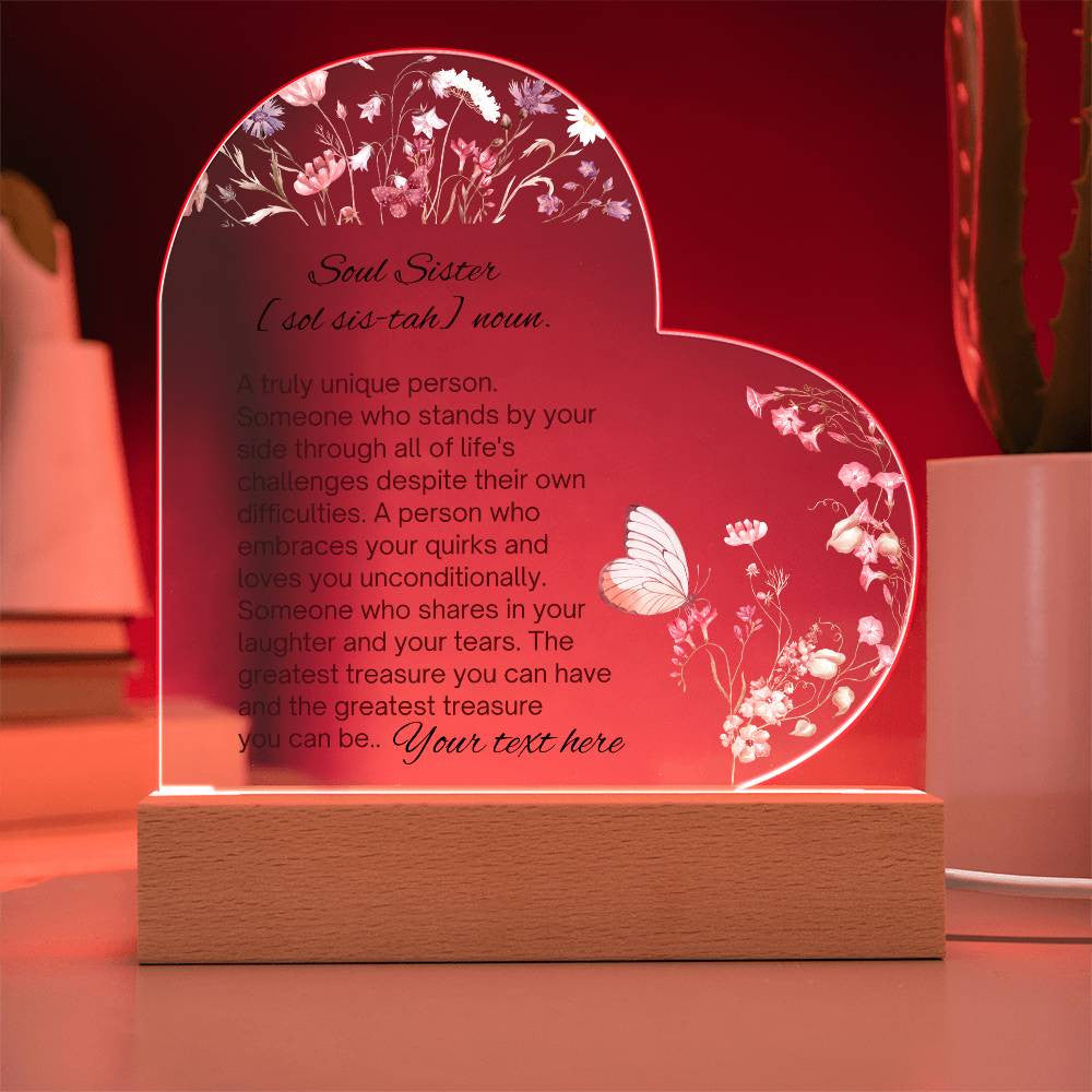 Soul Sister Acrylic Heart Plaque-[Heartfelt Family Gift]