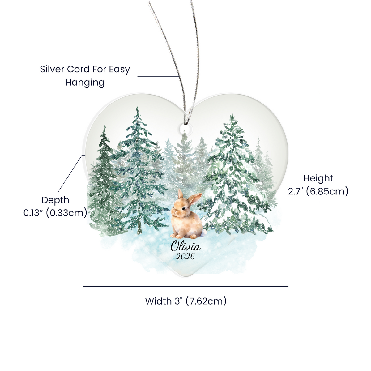 Bunny Woodland Heart Christmas Ornament for Kids