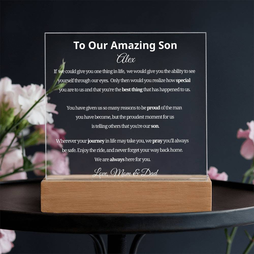 Personalized Son Plaque Gift from Parents-[Heartfelt Family Gift]