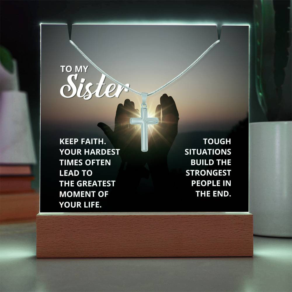 Faith in Hard Times Religious Plaque & Cross Gift Set-[Heartfelt Family Gift]
