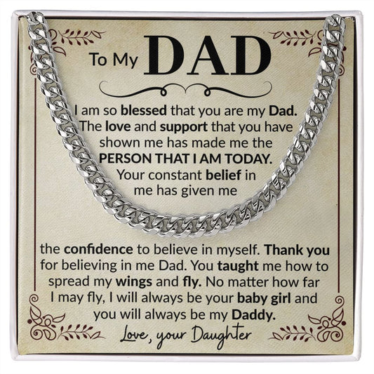 Dad Blessed Cuban Link Chain Necklace for Men-[Heartfelt Family Gift]