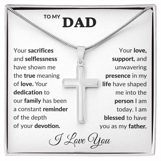 Dad Cross Necklace with Snake Chain  Add Your Name-[Heartfelt Family Gift]