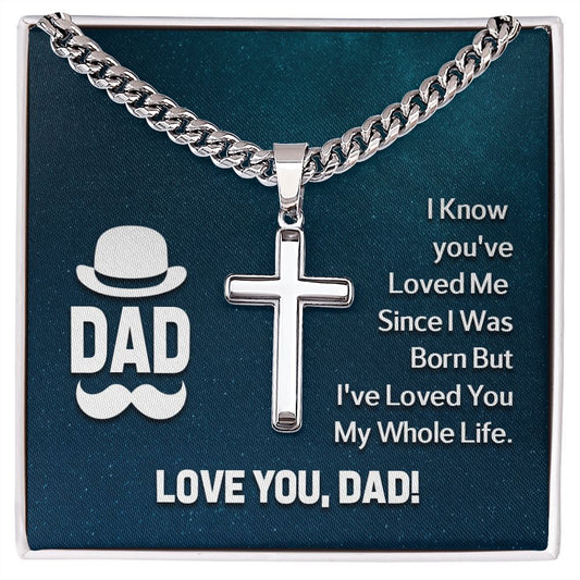 Dad I Know Personalized Cross Necklace with Cuban Chain-[Heartfelt Family Gift]