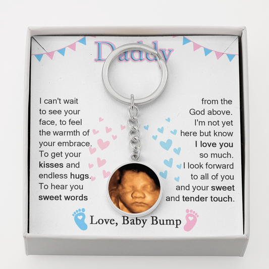 Daddy To Be Keepsake Gift From Baby Bump- Pregnancy Scan Keychain Gift-[Heartfelt Family Gift]