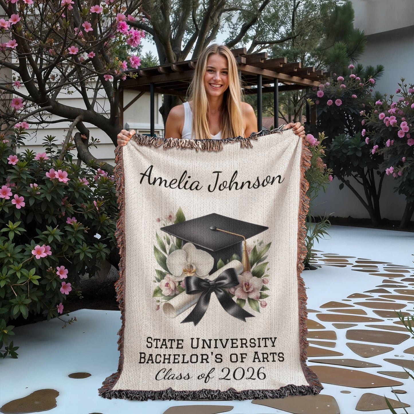 College Graduation Throw Blanket, Class of 2026 Keepsake, Custom Graduate Blanket, Graduation Gift Idea