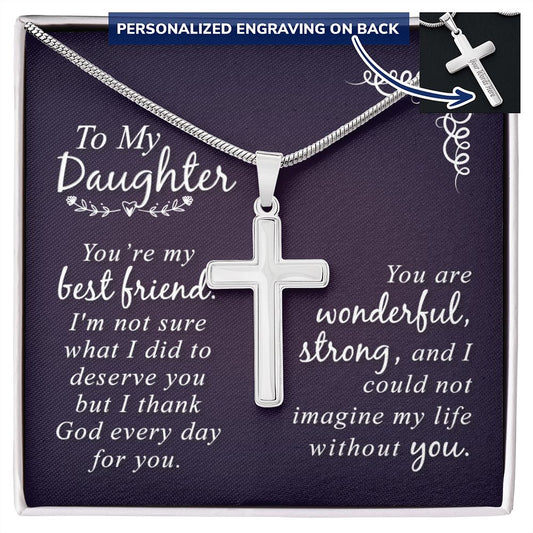Daughter Best Friend - Personalized Christian Cross Gift-[Heartfelt Family Gift]