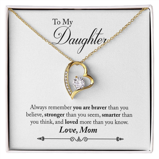 Daughter Braver Forever Love Heart Necklace-[Heartfelt Family Gift]