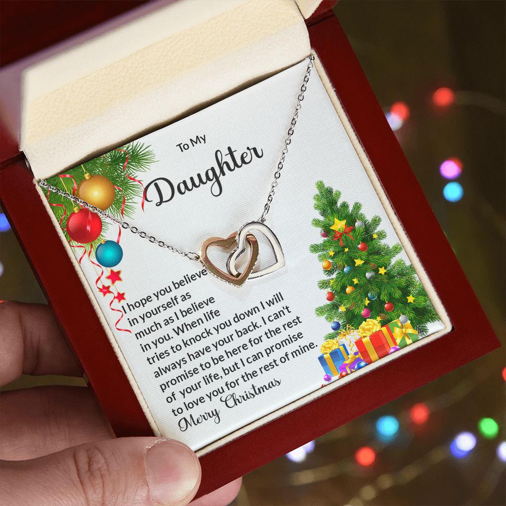 Daughter Christmas Interlocking Hearts Necklace-[Heartfelt Family Gift]