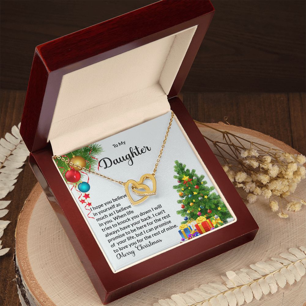 Daughter Christmas Interlocking Hearts Necklace-[Heartfelt Family Gift]