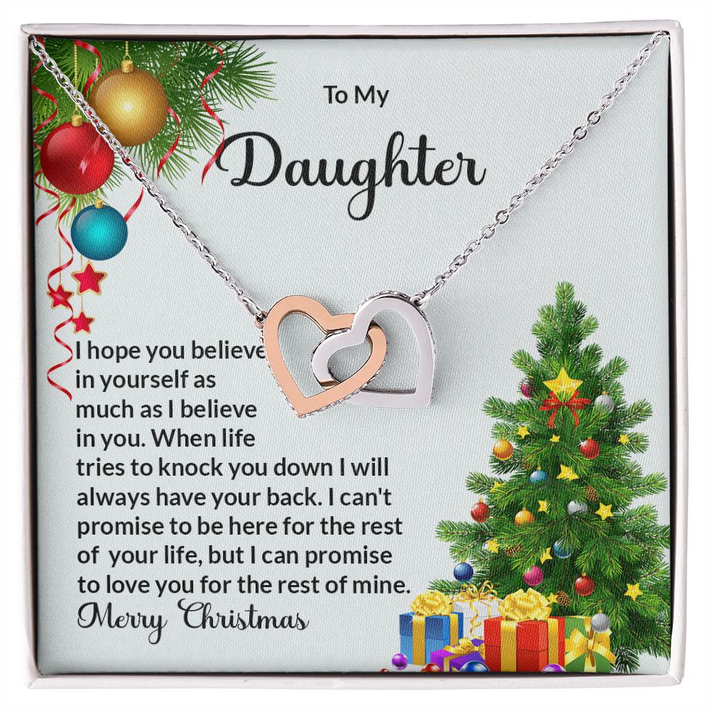 Daughter Christmas Interlocking Hearts Necklace-[Heartfelt Family Gift]