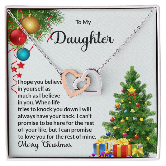 Daughter Christmas Interlocking Hearts Necklace-[Heartfelt Family Gift]