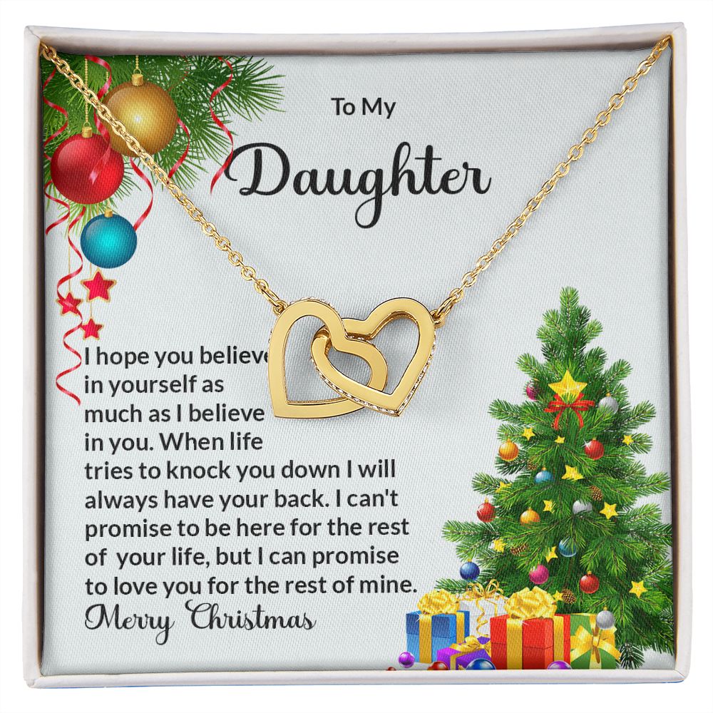 Daughter Christmas Interlocking Hearts Necklace-[Heartfelt Family Gift]