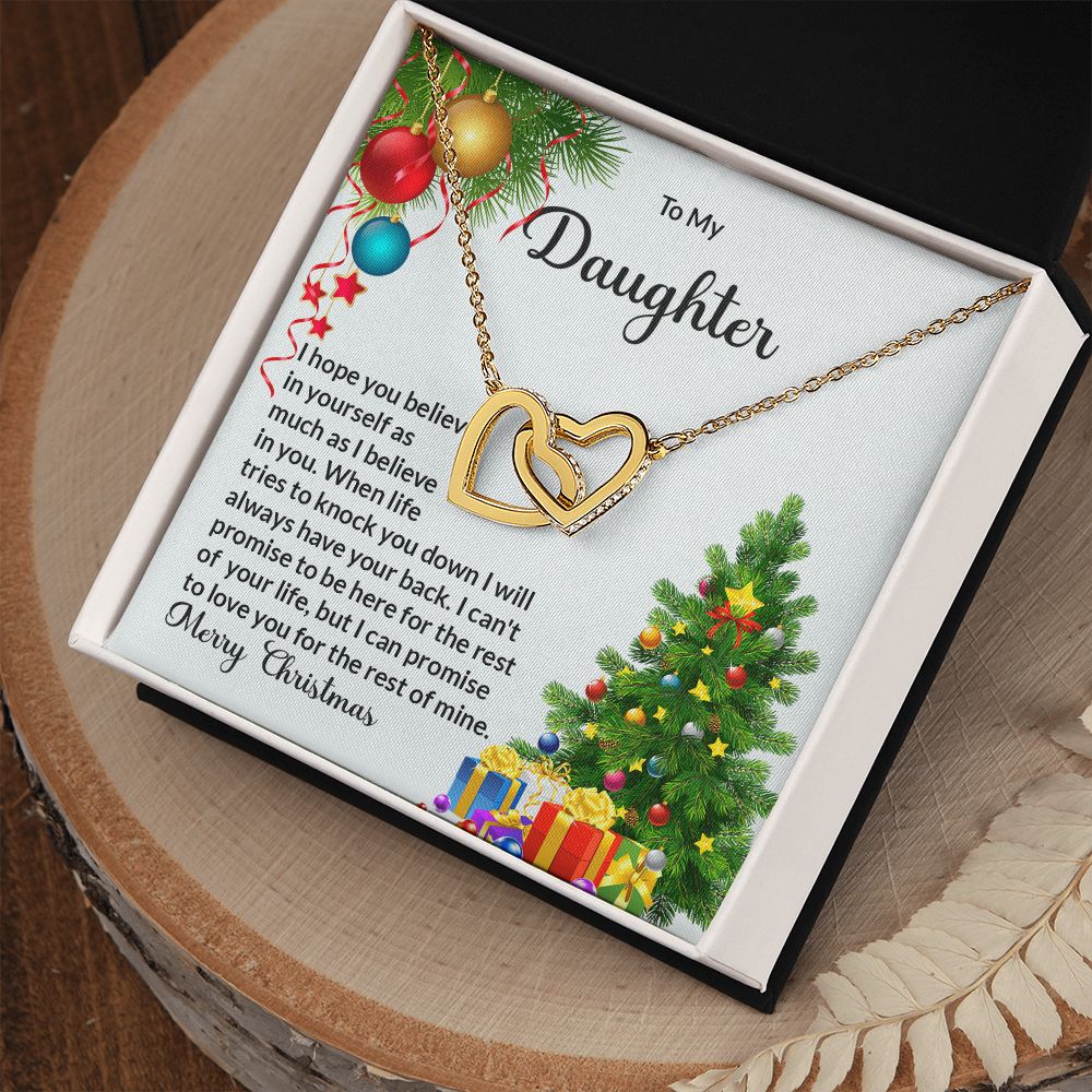 Daughter Christmas Interlocking Hearts Necklace-[Heartfelt Family Gift]