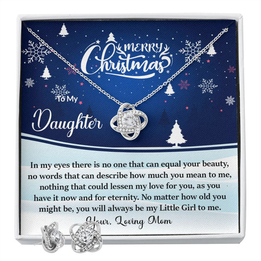 Daughter Christmas Knot Necklace and Earring Set-[Heartfelt Family Gift]