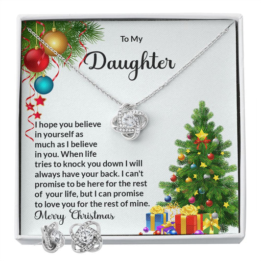 Daughter Christmas Trees Knot Necklace and Earring Set-[Heartfelt Family Gift]