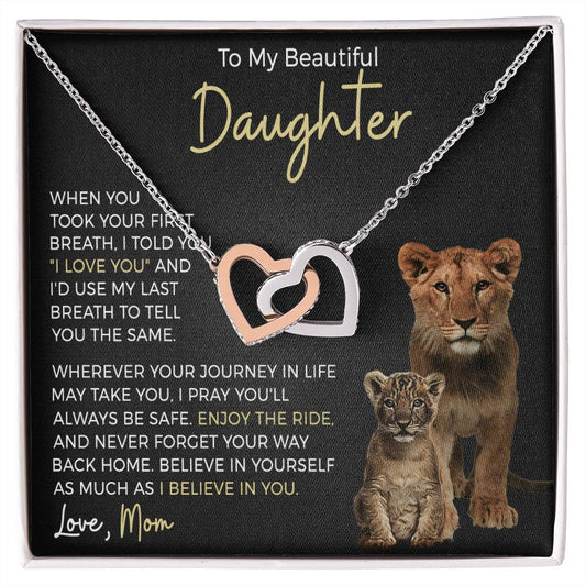 Daughter Enjoy The Ride Interlocking Hearts Necklace-[Heartfelt Family Gift]