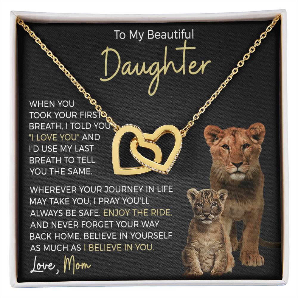 Daughter Enjoy The Ride Interlocking Hearts Necklace-[Heartfelt Family Gift]