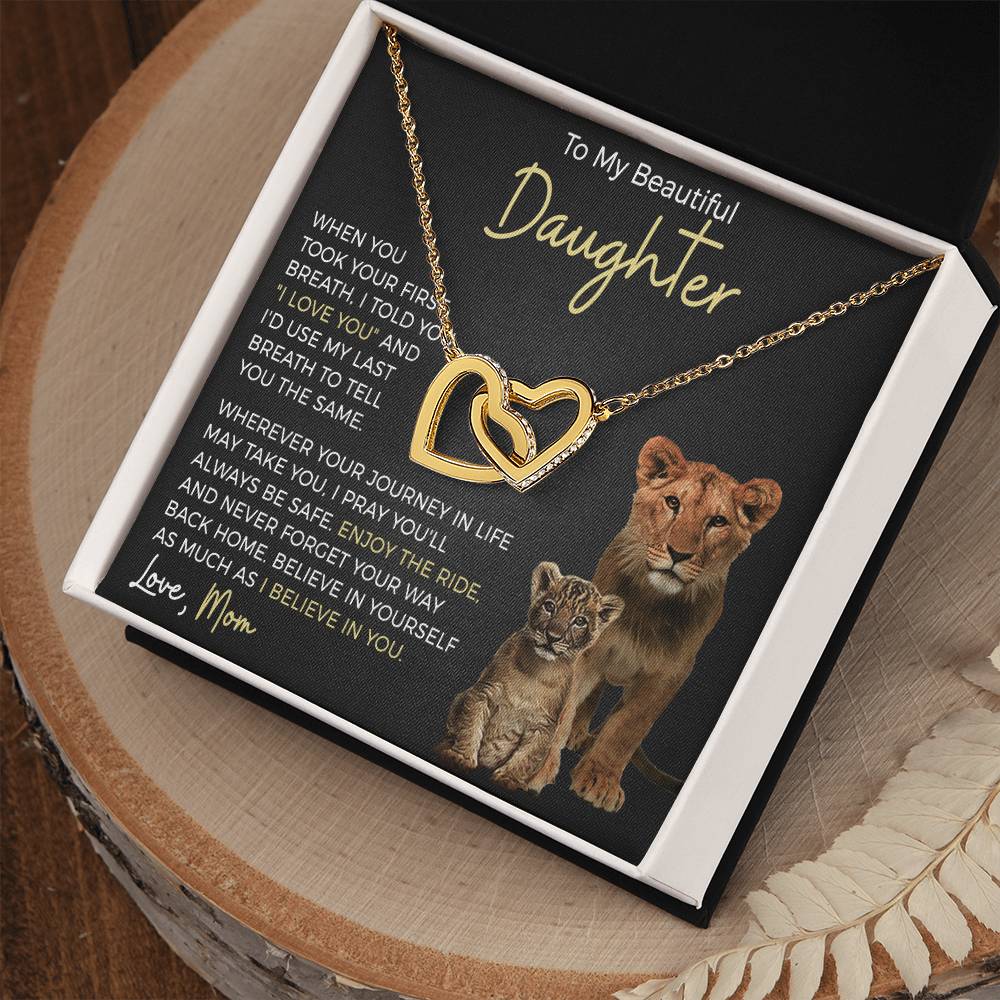 Daughter Enjoy The Ride Interlocking Hearts Necklace-[Heartfelt Family Gift]