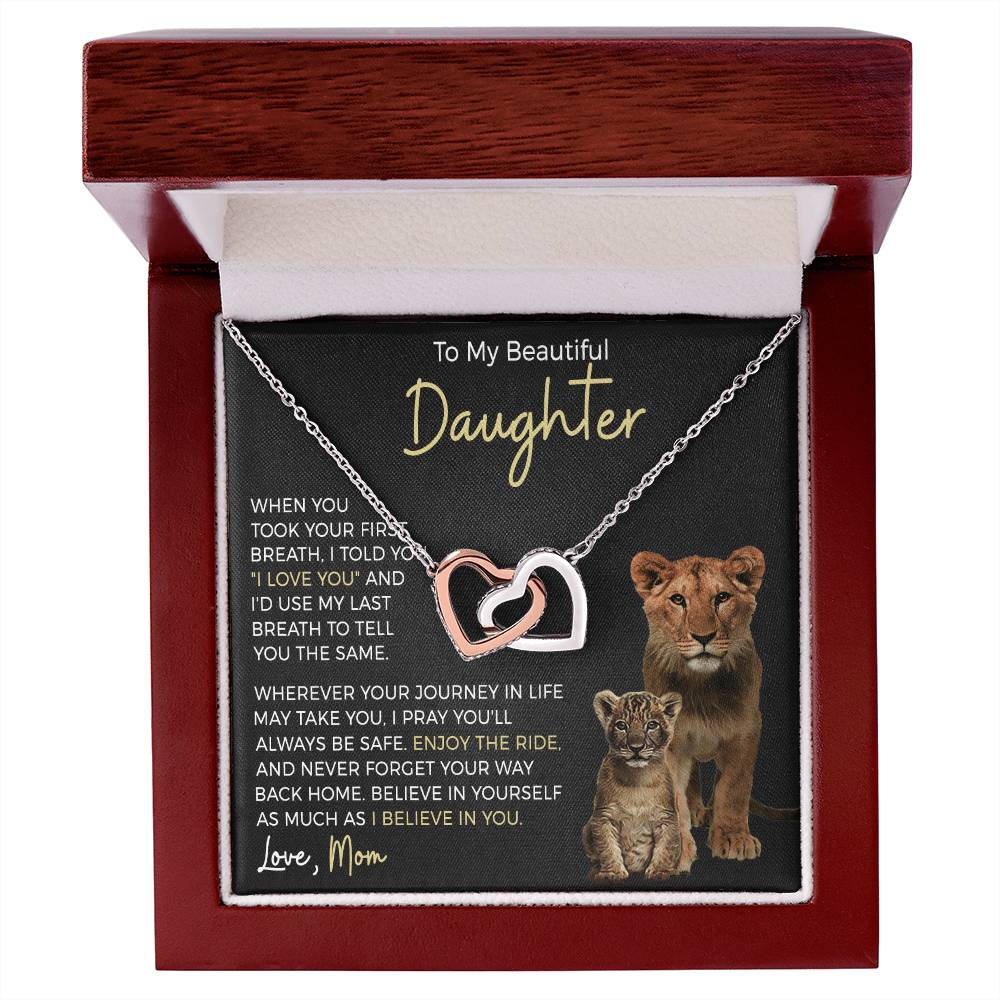 Daughter Enjoy The Ride Interlocking Hearts Necklace-[Heartfelt Family Gift]