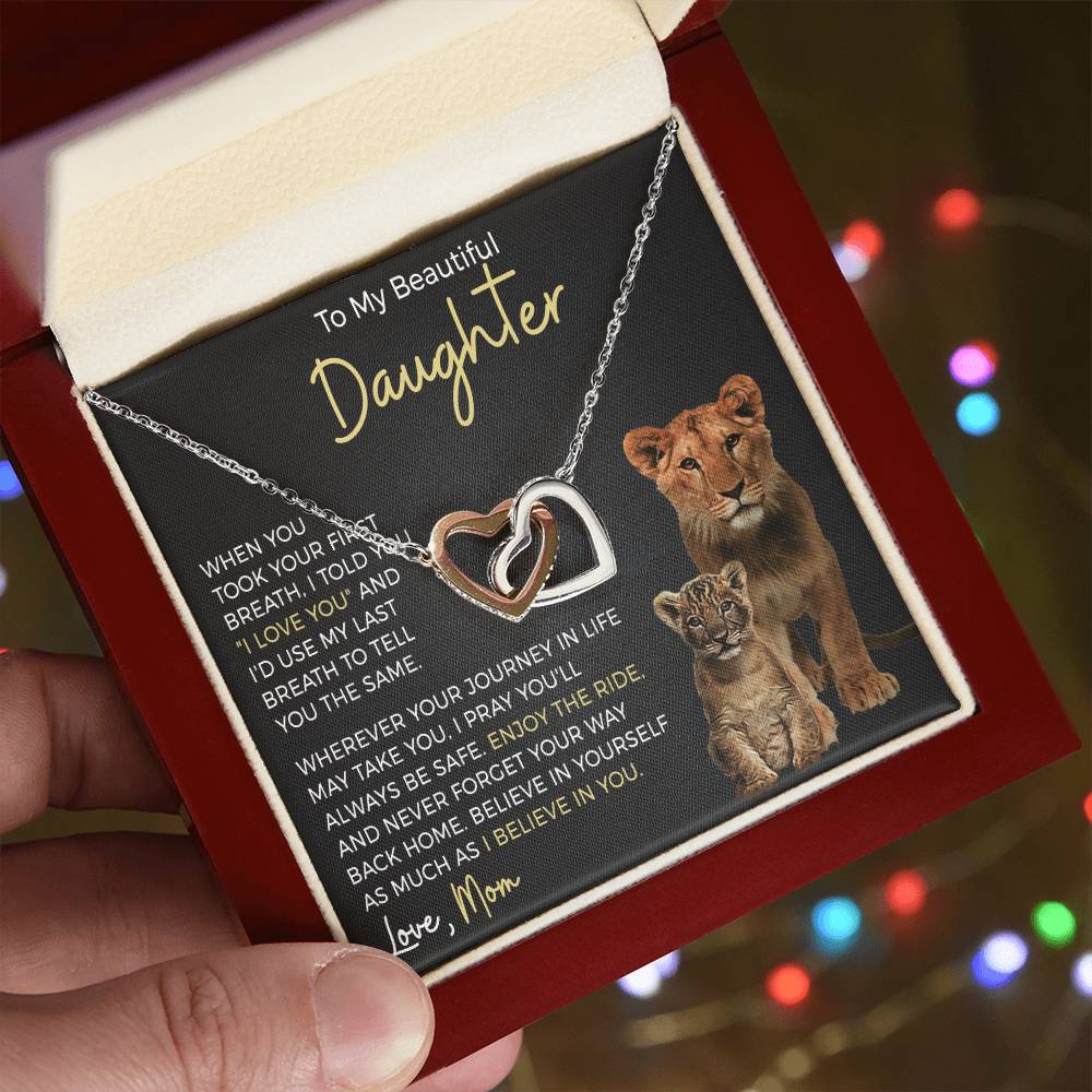Daughter Enjoy The Ride Interlocking Hearts Necklace-[Heartfelt Family Gift]