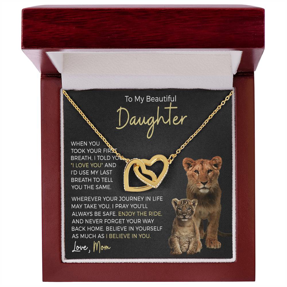 Daughter Enjoy The Ride Interlocking Hearts Necklace-[Heartfelt Family Gift]