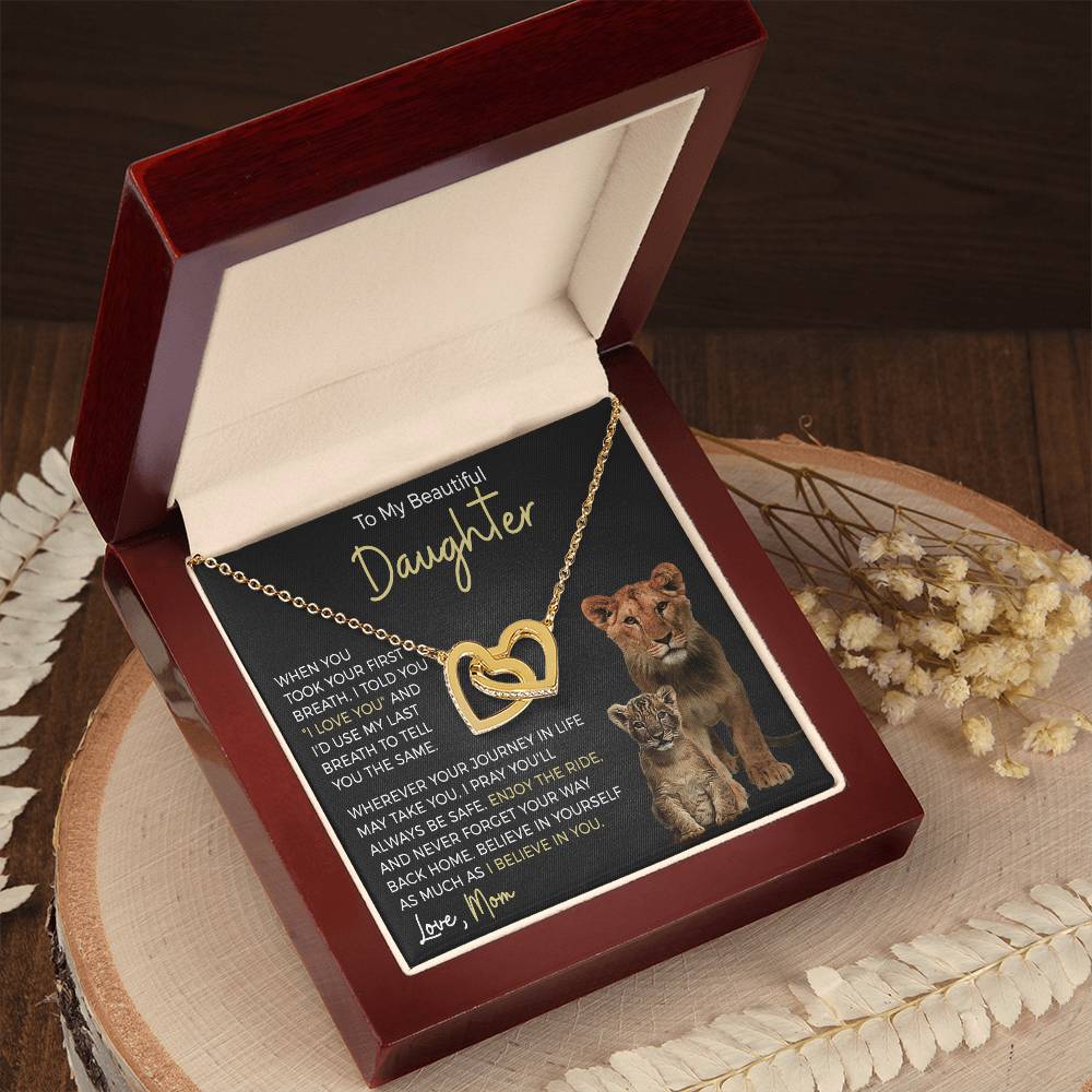 Daughter Enjoy The Ride Interlocking Hearts Necklace-[Heartfelt Family Gift]