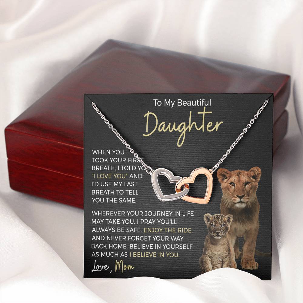 Daughter Enjoy The Ride Interlocking Hearts Necklace-[Heartfelt Family Gift]
