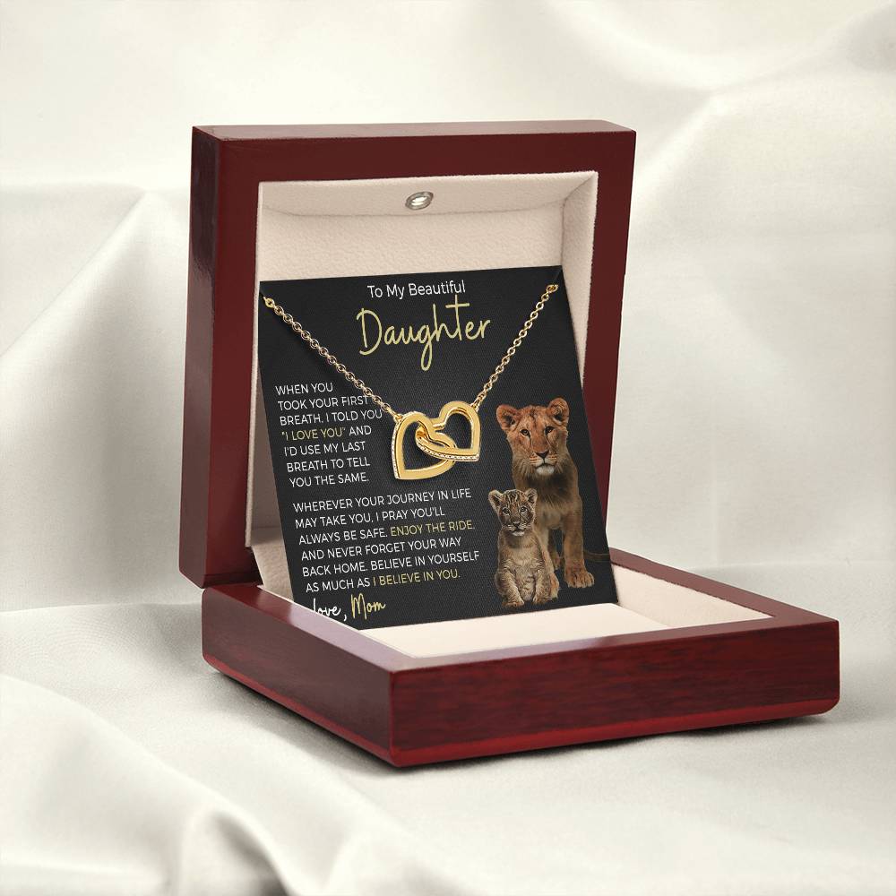 Daughter Enjoy The Ride Interlocking Hearts Necklace-[Heartfelt Family Gift]