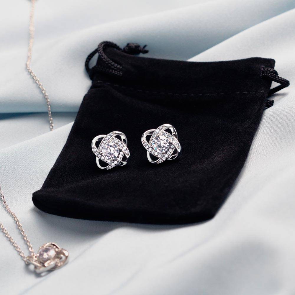 Daughter Enjoy The Ride Love Knot Necklace and Earring Gift Set-[Heartfelt Family Gift]