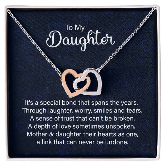 Daughter Hearts As One Interlocking Hearts Necklace Gift-[Heartfelt Family Gift]