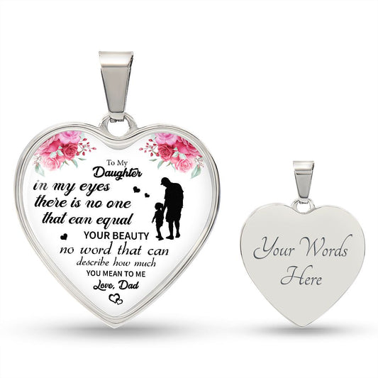Daughter In My Eyes Heart Necklace Personalized Engraving-[Heartfelt Family Gift]