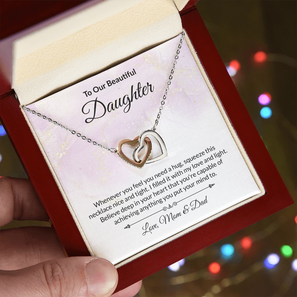 Daughter Interlocking Hearts Necklace-[Heartfelt Family Gift]