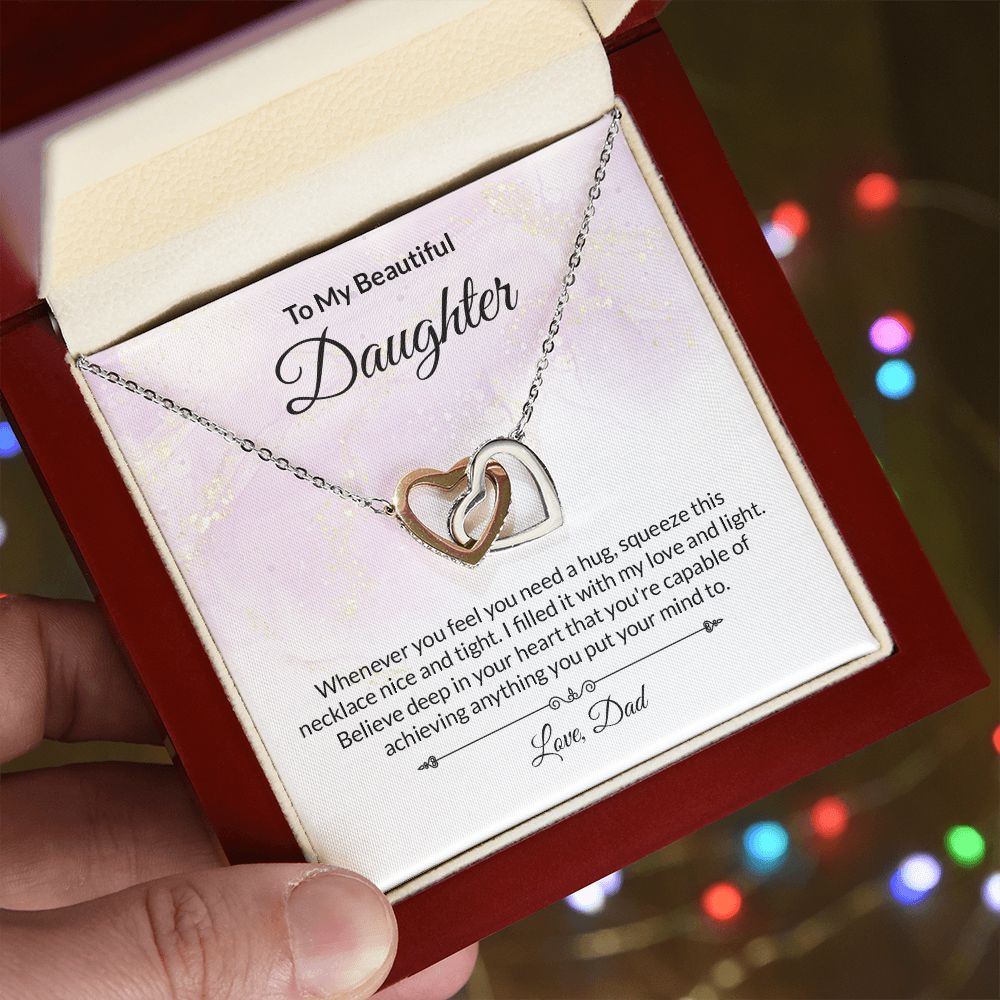 Daughter Interlocking Hearts Necklace-[Heartfelt Family Gift]