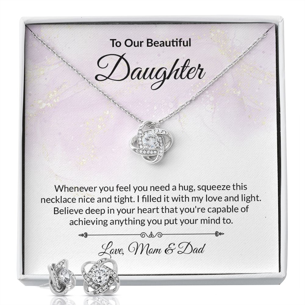 Daughter Knot Necklace and Earring Set-[Heartfelt Family Gift]